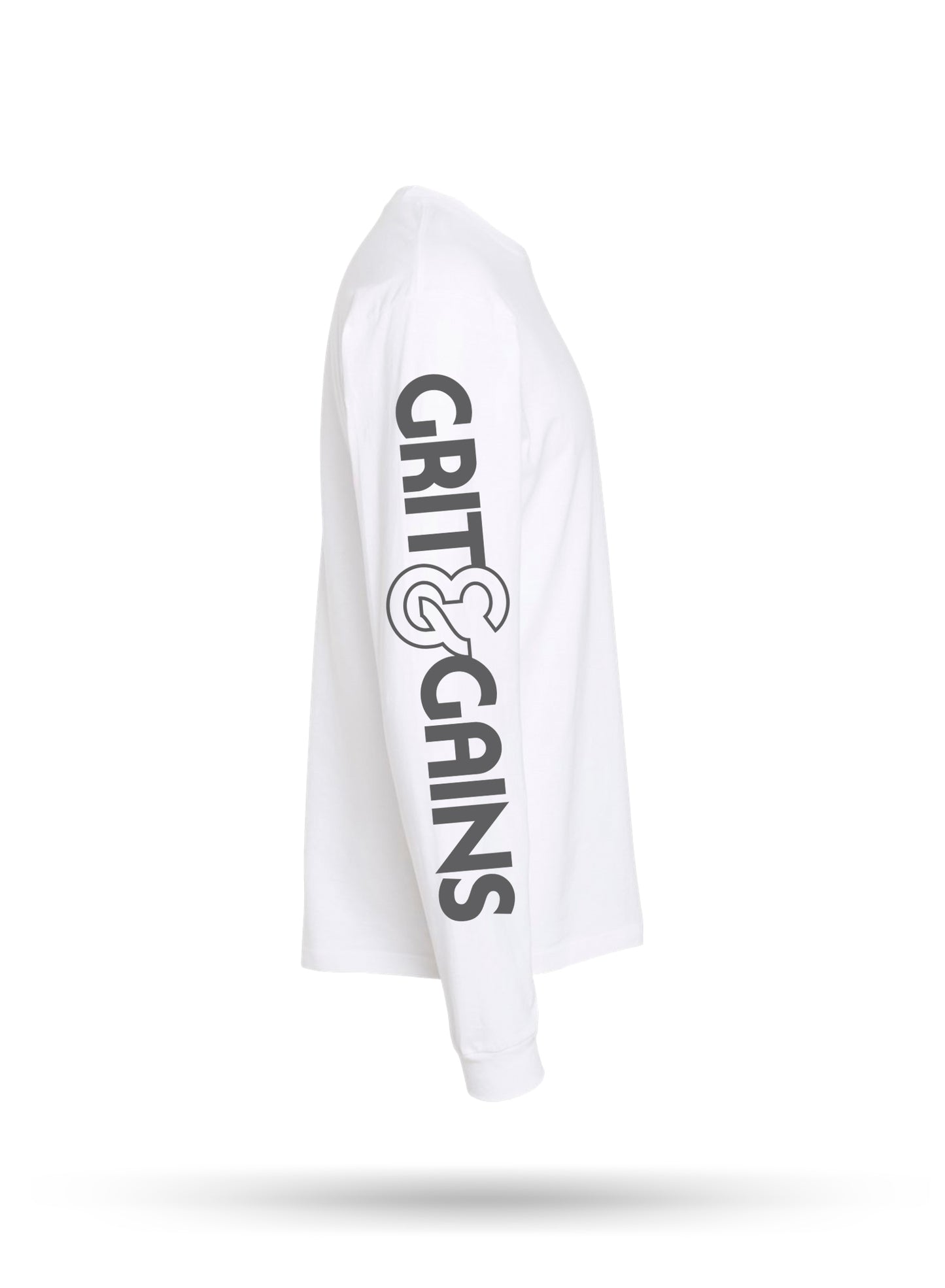 Grit & Gains Unisex Long Sleeve Tee (White)